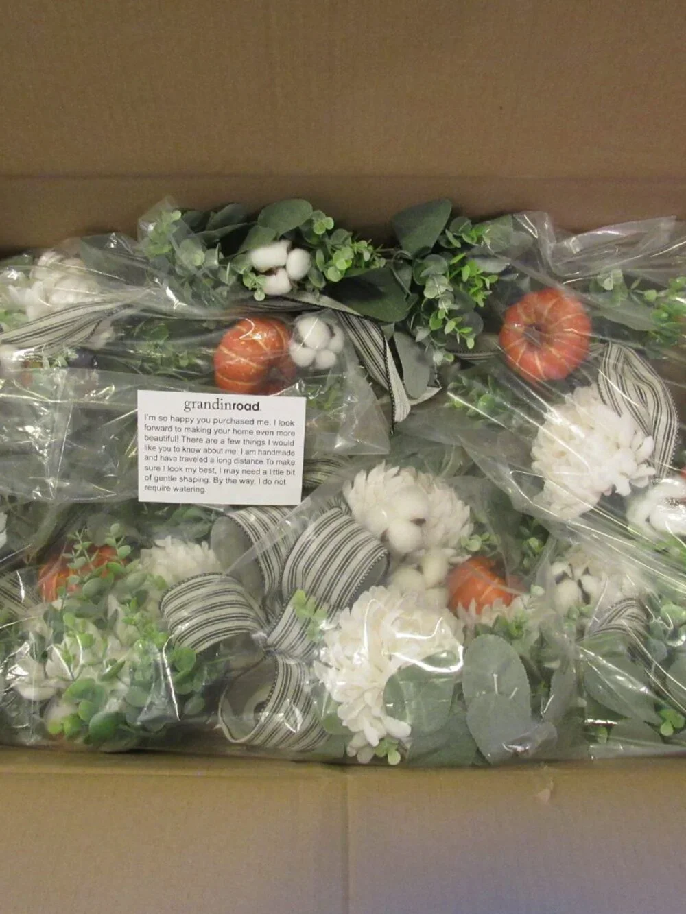 NEW GRANDIN ROAD Exclusive Rare Farmhouse Pumpkin Floral Mantle Swag Garland HTF